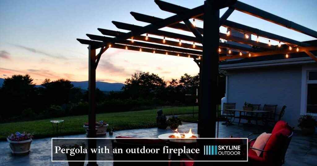 Pergola with an outdoor fireplace | Skyline Outdoor