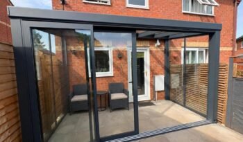 Fixed glass roof pergola with sliding glass doors, Adams Close, Wellingborough
