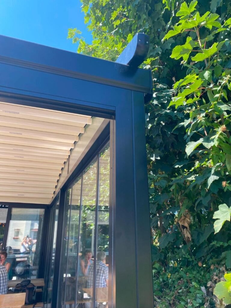 Retractable roof pergola at The Billericay Brewery, Billericay