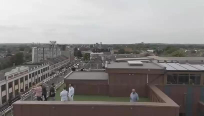 Retractable glass roof rooftop bar at Godino Sky Bar, Ilford
