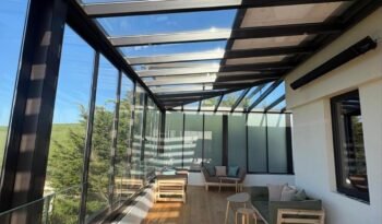 Fixed glass roof terrace with zip blinds and sea views, Roedean Crescent, Brighton