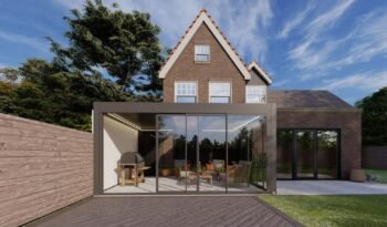 3D design of a rotating aluminium louvred roof with fixed glass, St Albans